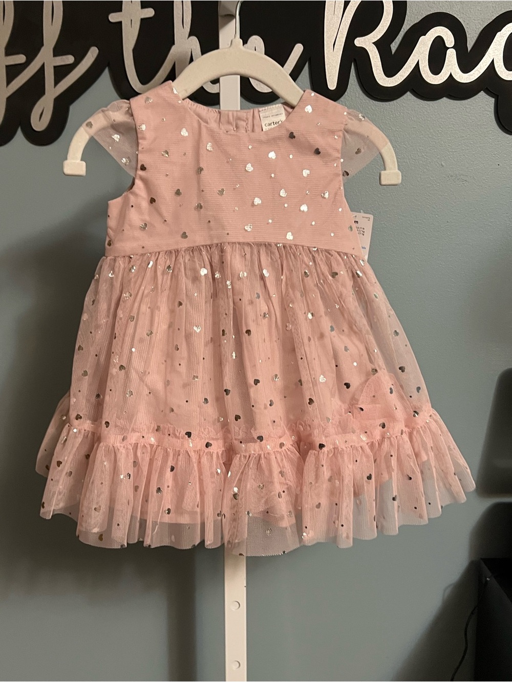Carter's Just One You Light Pink Fancy Tulle Heart Dress with Diaper Cover NWT